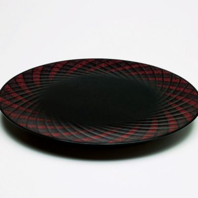 彫漆蒟醤盤-朱-2772